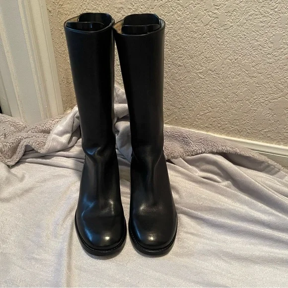 Ralph Lauren Collection made in Italy mid calf leather equestrian like boots, 7B - Picture 1 of 13